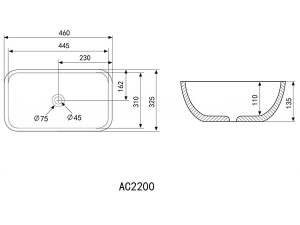 Умывальник Abber Rechteck AC2200MBE