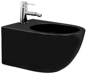 Подвесное биде Rea Carlo Mini Black Mat C9901 / Black C6380, черный глянцевый