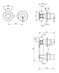 Смеситель встраиваемый Deante Silia Titanium BQS D46P (2 функции)