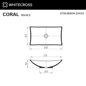 Умывальник Whitecross Coral RAL матовый Solid Surface