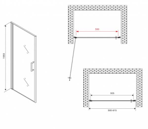 Душевая дверь Abber Sonnenstrand AG04060 / AG04070 / AG04080 / AG04090 / AG04100, 100х195, прозрачный