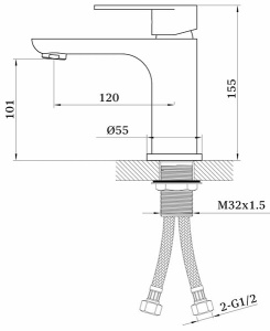 Смеситель для умывальника Ganzer GZ21011-F