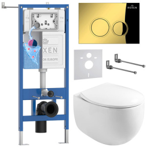 Комплект инсталляции 6 в 1 Roxen StounFix Dual Fresh 968031 с аромадозатором, золото глянцевое