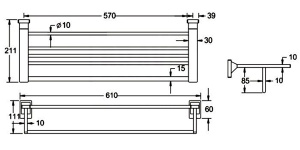 Полка для полотенец с держателем Rose RG1608H