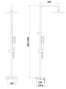 Душевая стойка Ganzer GZ21062 / GZ21062-F, белый, хром