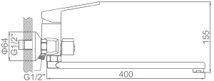 Смеситель для ванны Ledeme L2267
