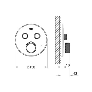 Смеситель встраиваемый Grohe Grohtherm SmartControl 29119000 / 29119DC0 термостатический