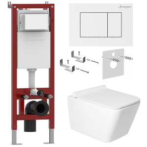 Комплект инсталляции Asten Readle Zentralmodul AR0501 с кнопкой и унитазом Saniteco KW-9004W