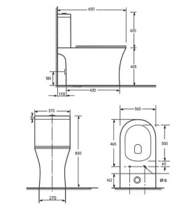 Напольный унитаз Roxen Urban Bidet 600190-01X Rimless Soft Close с функцией биде, белый