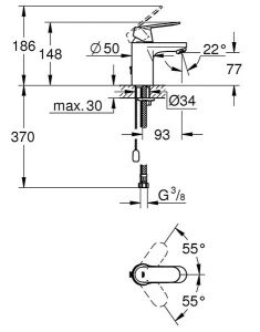 Смеситель для умывальника Grohe Eurosmart Cosmopolitan 3282700E