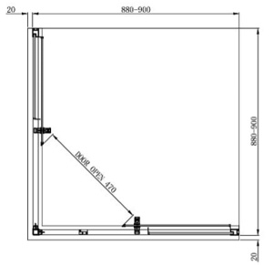 Душевой уголок Adema GLASS line vierkant матовый, 90х90, матовый