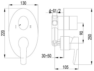 Смеситель встраиваемый Lemark Atlantiss LM3227C (2 функции)