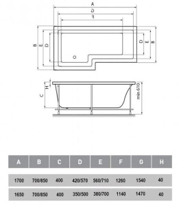 Акриловая ванна Vayer Options, 165х85