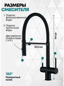 Смеситель для кухонной мойки Grocenberg GB4096BL черный матовый под фильтр
