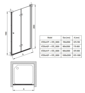 Душевая дверь Deante Kerria Plus KTSX042P / KTSX041P / KTSX043P, 100, прозрачный