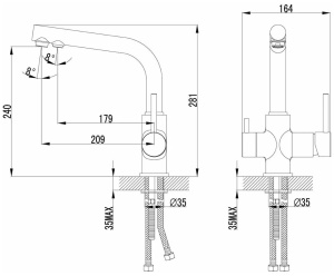 Смеситель для кухонной мойки Lemark Comfort LM3061PGS с подключением к системе очистки воды