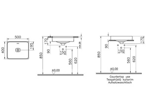 Умывальник Vitra Metropole 7534B003-0673 / 7535B003-0673, 50х40