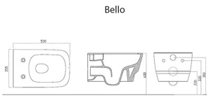 Подвесной унитаз Boheme Bello 971-B+975-B