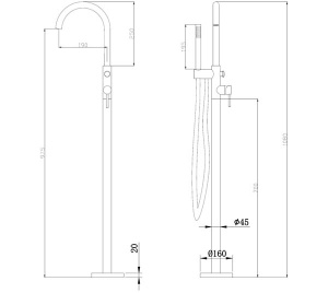 Смеситель для ванны Abber Wasser Kreis AF8115N напольный