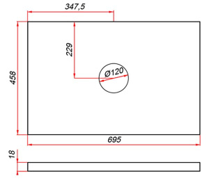 Столешница ЗОВ Белая CLDSP18W695458C1 (1 вырез)