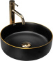 Умывальник Rea Sami Black Mat Gold Edge U0595