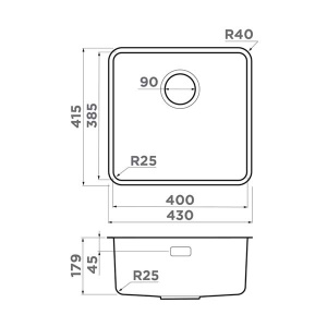 Кухонная мойка Omoikiri Omi 43-U/I-IN / 53-U/I-IN Ultra, 43х42, нержавеющая сталь