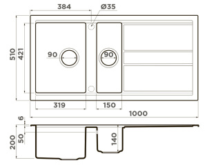 Кухонная мойка Omoikiri Kitagawa 100-2, 100х51, leningrad grey