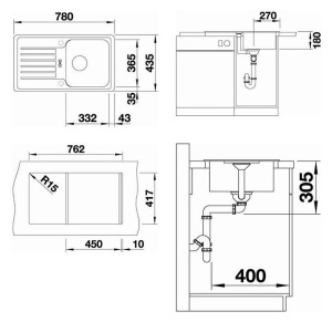 Кухонная мойка Blanco Favos mini, 78х43.5, антрацит