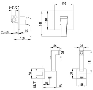 Смеситель встраиваемый Lemark Unit LM4519C с гигиеническим душем