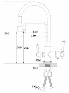 Смеситель для кухонной мойки Ganzer GZ77025-H под фильтр
