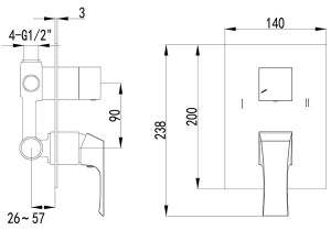 Смеситель встраиваемый Lemark Unit LM4527C (2 функции)