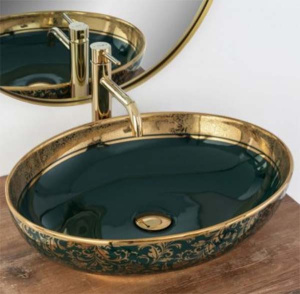 Умывальник Rea Margot Green Gold U8462