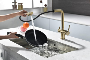 Смеситель для кухонной мойки Paulmark Serpentine Se213222-LG с подключением к фильтру воды