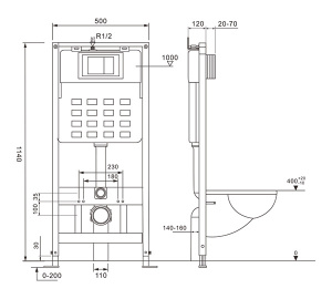 Комплект инсталляции Abber AC0105 с кнопкой AC0121MB и унитазом Bequem AC1100MB