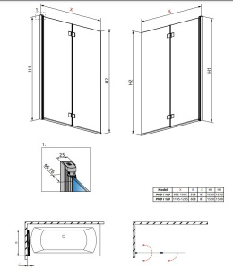 Душевая шторка на ванну Radaway Essenza New PND I, 100х150, прозрачный
