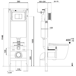 Инсталляция для подвесного унитаза Abber AC0110, механическая