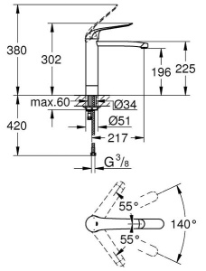 Смеситель для умывальника Grohe Euroeco Special 30208000