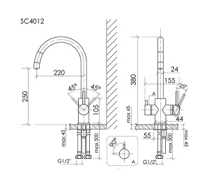 Смеситель для кухонной мойки Sancos Taper SC4012MB с подключением к фильтру воды