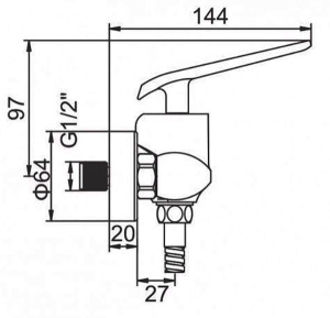 Смеситель для душа Ledeme L2074
