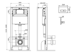 Комплект инсталляции AM.PM Pro IS47001.741700 с кнопкой Pro S и подвесным унитазом Sense