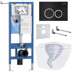 Комплект инсталляции 6 в 1 Roxen StounFix Dual Fresh 968339 с аромадозатором, черный матовый