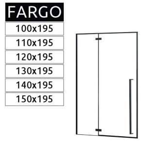 Душевая дверь Rea Fargo Black mat распашная, 100х195, прозрачный