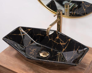 Умывальник Rea Vegas Black Marble Shiny
