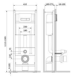 Комплект инсталляции AM.PM Start IS30251.741700 с кнопкой Start S и подвесным унитазом Sense FlashClean