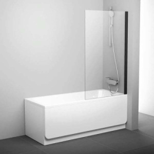 Душевая шторка на ванну Ravak Pivot PVS1 профиль черный, 80х140, Transparent