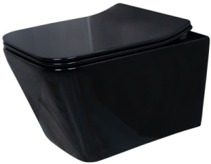 Подвесной унитаз Gid Tr2144BL / Tr2144Bm с сиденьем Soft Close, черный глянцевый