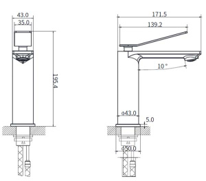 Смеситель для умывальника Vincea Verse VBF-2VE1MB