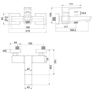 Смеситель для ванны Omnires Parma PM7431IN