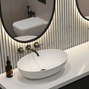 Умывальник Belux Дубай 570 белый матовый Solid Surface