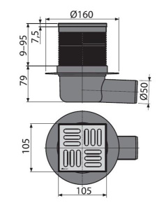 Душевой трап AlcaPlast APV31 Black